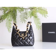 2025NEW-038 シャネル 24A 太チェーンホボアームバッグ:ヴィンテージ感とノン chalant な魅力の融合 22.5x19.5x8.5cm