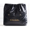 【24B 秋冬新作】Chanel 22 バッグ ダブルポケットモデル ブラックゴールド スモールサイズ | 人気のゴミ袋バッグ新バージョン 35×37×7 cm  