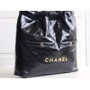 【24B 秋冬新作】Chanel 22 バッグ ダブルポケットモデル ブラックゴールド スモールサイズ | 人気のゴミ袋バッグ新バージョン 35×37×7 cm  