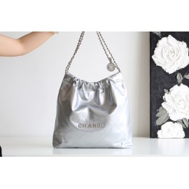 【100 周年記念】Chanel 22bag ゴミ袋バッグ - モンテベロ油蠟牛革 × 独創的デザイン 39×42×8cm