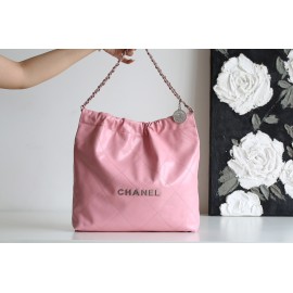 【No.22 香水 100 周年記念】Chanel 22bag ゴミ袋バッグ - モンテベロ油蝋牛革 × 独創的デザイン 39×42×8cm 