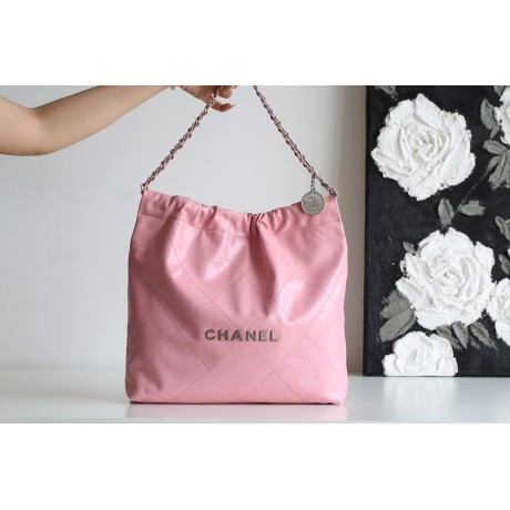 【No.22 香水 100 周年記念】Chanel 22bag ゴミ袋バッグ - モンテベロ油蝋牛革 × 独創的デザイン 39×42×8cm 