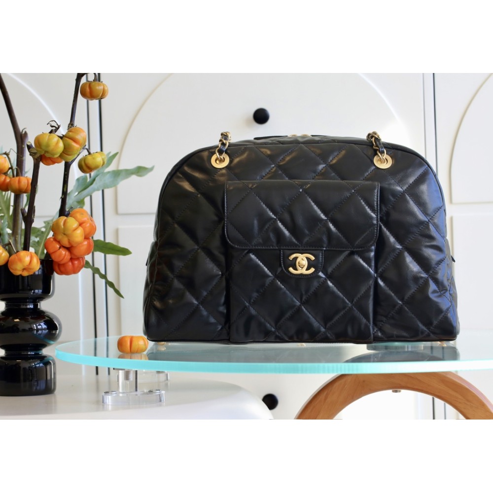 Chane1 24a ハンドメイドボウリングバッグ｜圧倒的存在感と 24K ヴィンテージ金で輝く、快適とファッションを兼ね備えた大容量逸品​ 28×44×15.5 cm
