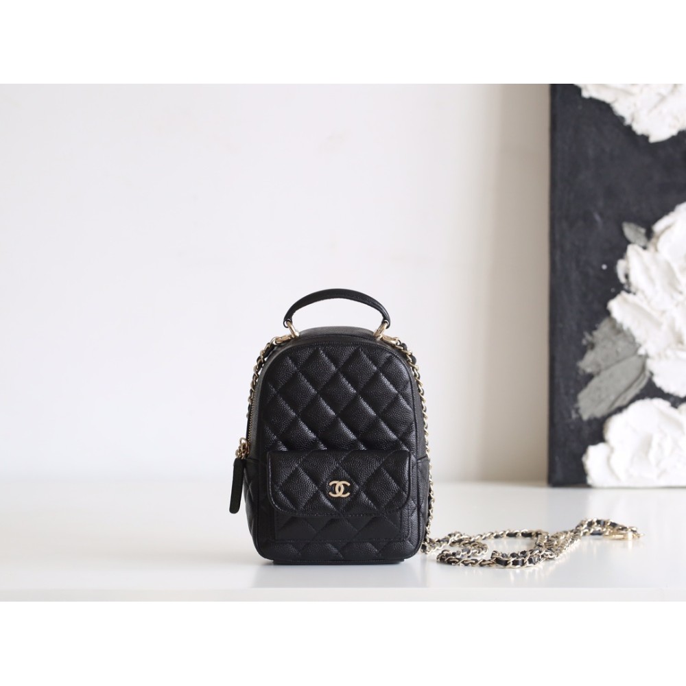【入荷】シャネル 24C ハイドンブランド ミニリュック ライチ牛皮革 3way 実用ファッションバッグ 18×13×9cm