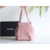 【24P 春夏限定】シャネル Duma ダブルショルダーバッグ ホワイト L サイズ スクラッチ加工小牛皮 16K ゴールドクランプ 万能大容量ファッション 18×24×17cm