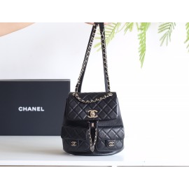 【24P 春夏新登場】Chanel ダブルポケット ヴィンテージ バックパック 「カエルのダブルショルダーバッグ」 ハイブリッド肩紐 20.5×20×11.5cm