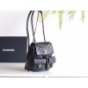 【24P 春夏新登場】Chanel ダブルポケット ヴィンテージ バックパック 「カエルのダブルショルダーバッグ」 ハイブリッド肩紐 20.5×20×11.5cm