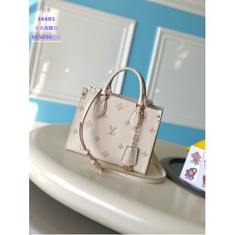 モノグラムアンプラント【フランス 163C01 チップ】OnTheGo スモールサイズハンドバッグ M14403｜Monogram Empreinte レザー｜イタリア産 A 級牛革｜メタルチェーン付き 25x19x11.5cm