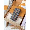 【N00141】カラーダミエ A 級全鋼 パーソナライズドカスタム Brazza ロングウォレット｜LV Vers Damier Ebene｜カラフルチェック柄 10×19×2cm