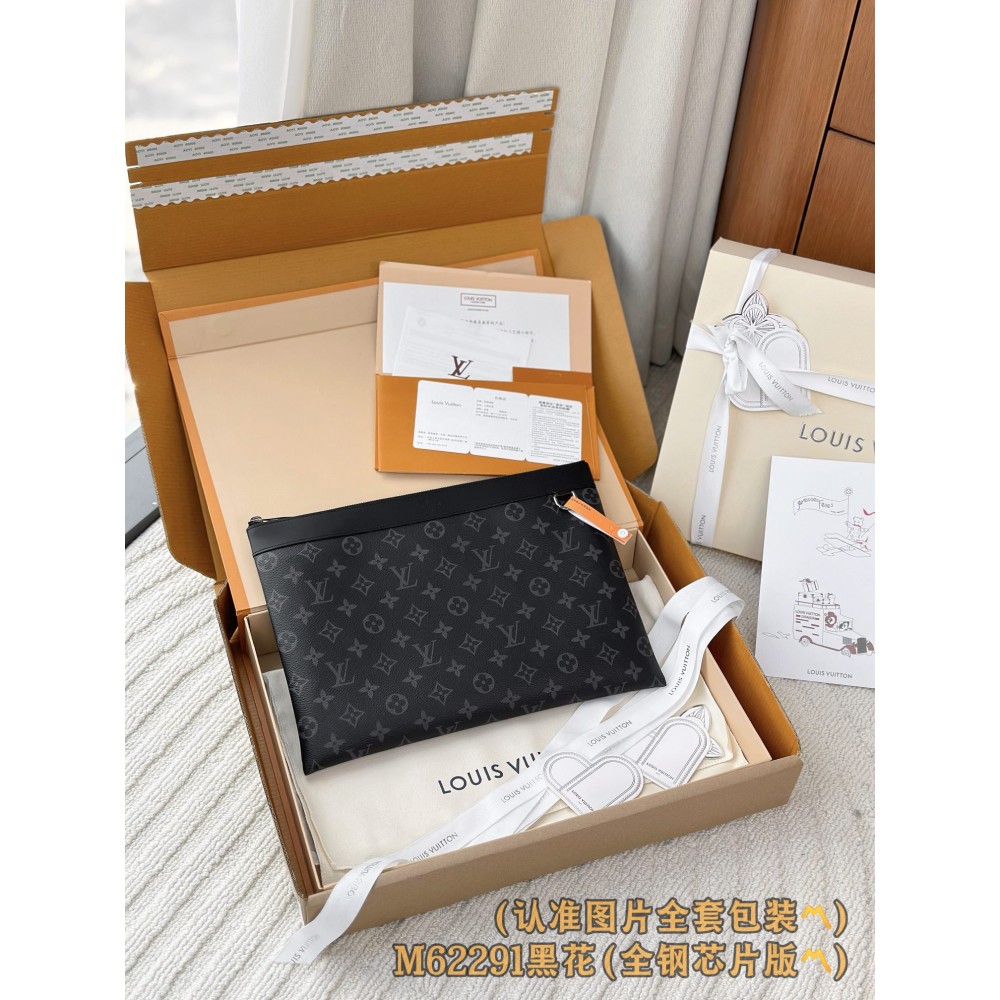【M62291】Monogram Pacific ブラックコーティング ×Taige 皮革 A 級全鋼 パーソナライズド POCHETTE APOLLO ハンドバッグ｜2024 春夏新作｜Kim Jones デザイン 34x25x2cm