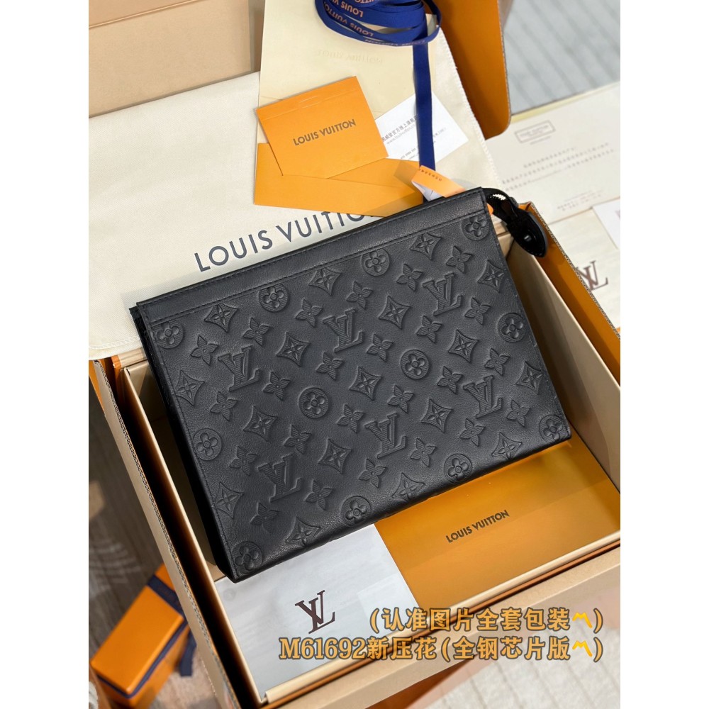 【M61692】ニューエンボス A 級全鋼 パーソナライズドカスタム Pochette To-Go ミドルサイズ｜Monogram Shadow×Eclipse エンボス｜タフ＆クラシック融合 27×21×6cm