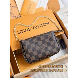 Mini Pochette Accessoires【N58009】コーヒーダミエ Ａ級全鋼 パーソナライズドカスタム Mini Pochette Accessoires｜柔軟 Monogram キャンバス｜丸みフォルムマルチアクセサリー 15.5×10.5×4cm