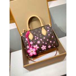  免税版 M13269G 全鋼製 ルイ・ヴィトン × 村上隆 コラボ OnTheGo スモールハンドバッグ 桜柄 19×11.5×25 cm