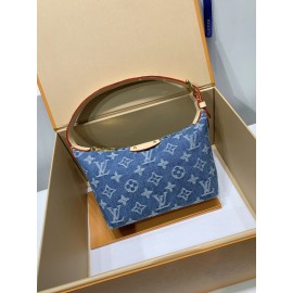 モノグラムデニム 免税版 M82949G 全鋼製 Hills Pochette ポシェットバッグ｜Monogram Denim キャンバス サンドウォッシュ仕上げ 18.5×11×6.5 cm