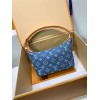 モノグラムデニム 免税版 M82949G 全鋼製 Hills Pochette ポシェットバッグ｜Monogram Denim キャンバス サンドウォッシュ仕上げ 18.5×11×6.5 cm