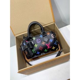 モノグラム・マルチカラー 免税版 M13406G 全鋼製 Louis Vuitton x 村上隆 Nano Speedy ハンドバッグ｜明るい色彩と精巧なフォルム 10×7.5×16cm