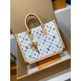 モノグラム・マルチカラー 免税版 M13079G 全鋼製 Louis Vuitton x 村上隆 OnTheGo ミッドサイズハンドバッグ｜カラフルな Monogram で遊び心溢れるデザイン 27×14×35cm