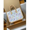モノグラム・マルチカラー 免税版 M13079G 全鋼製 Louis Vuitton x 村上隆 OnTheGo ミッドサイズハンドバッグ｜カラフルな Monogram で遊び心溢れるデザイン 27×14×35cm