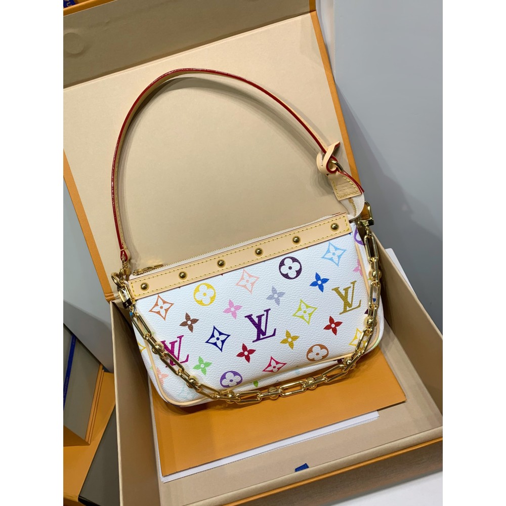 モノグラム・マルチカラー 全鋼製 13404G Louis Vuitton x 村上隆 コラボ Pochette Accessoires ハンドバッグ｜カラフルな Monogram で個性的なファッションを体現 13×4×22cm