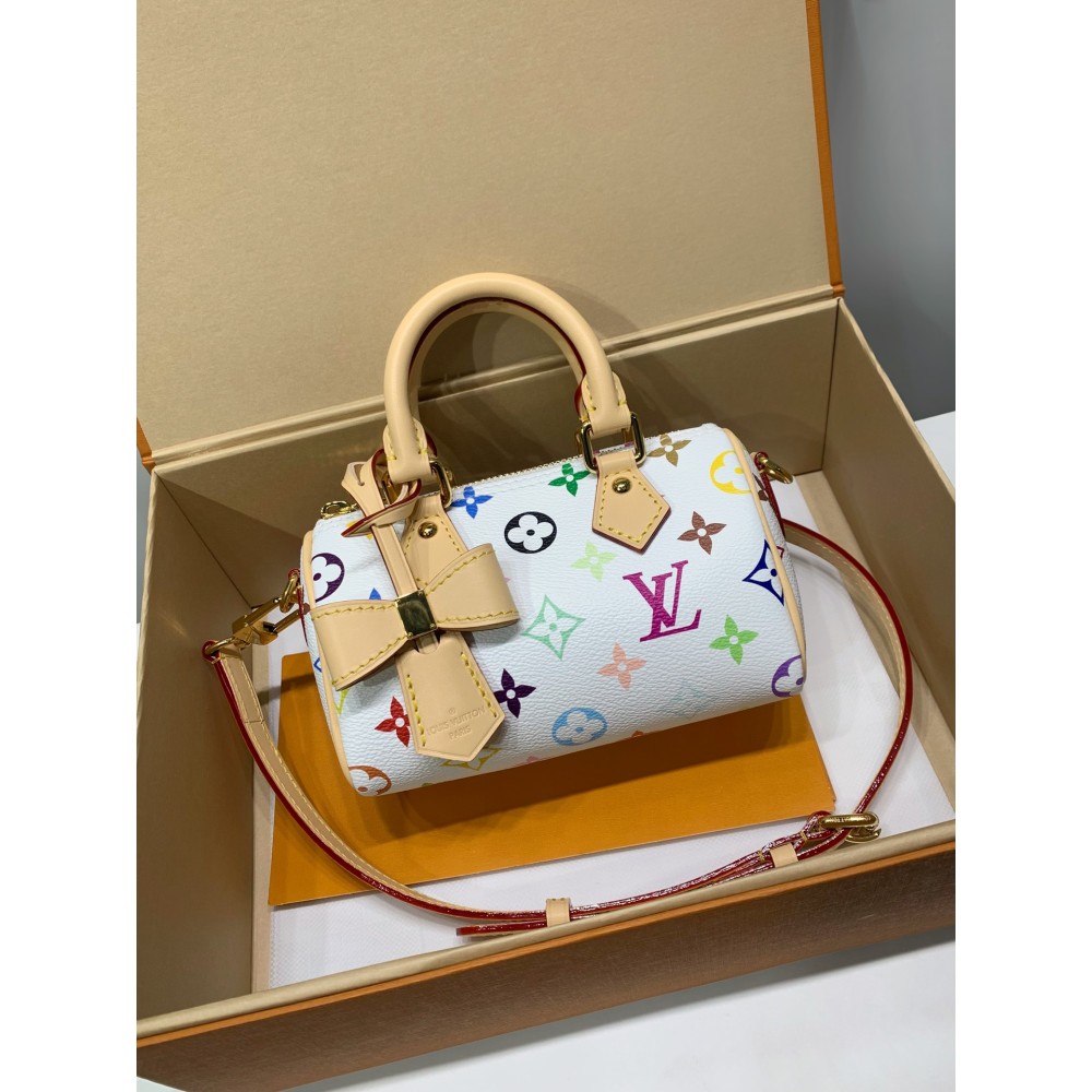 モノグラム・マルチカラー 全鋼製 M13391G Louis Vuitton x 村上隆 Nano Speedy ハンドバッグ｜鮮やかな色彩と精巧なデザイン 10×7.5×16cm