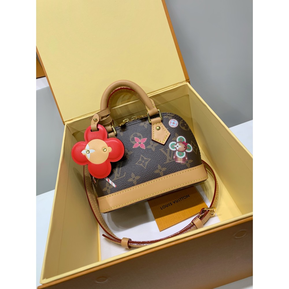 モノグラムバッグ 全鋼製 M12199G Nano Alma ハンドバッグ｜Candy Factory シリーズのカラフルな祭典ムード 12×8×18cm