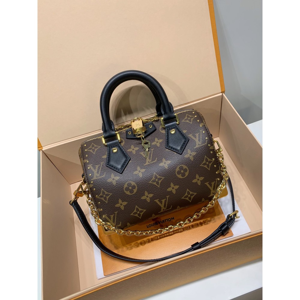モノグラムバッグ 全鋼製 M13146G Speedy Trunk ハンドバッグ｜2025 Cruise 早春ショーで再構築されたクラシックデザイン 20.5×16×11cm