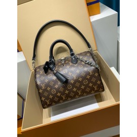 モノグラムバッグ 免税版 M12243G 全鋼製 Speedy Soft 30 Dark ハンドバッグ｜存在感抜群の旅のパートナー 21×17×30cm