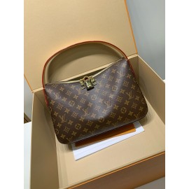 モノグラムバッグ 全鋼製 M12098G Slouchy ミディアムハンドバッグ｜Monogram キャンバス × 職人技メタルパーツ、大容量で通勤・週末外出に最適 22×9×33cm