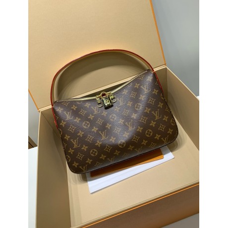 モノグラムバッグ 全鋼製 M12098G Slouchy ミディアムハンドバッグ｜Monogram キャンバス × 職人技メタルパーツ、大容量で通勤・週末外出に最適 22×9×33cm
