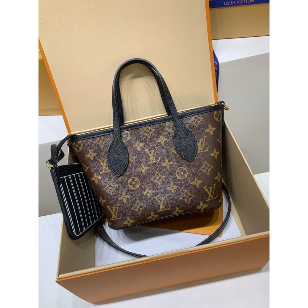 モノグラムバッグ 全鋼 M12099G Neverfull Bandoulière Inside Out BB ハンドバッグ｜両面仕様 × 着脱ポーチ × 斜め掛け、精緻なディテールで魅力満載 14 x 9 x 24 cm