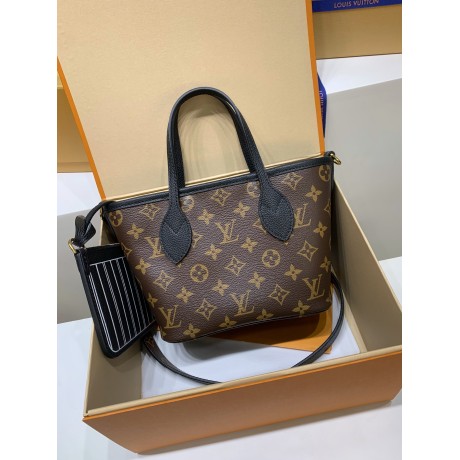 モノグラムバッグ 全鋼 M12099G Neverfull Bandoulière Inside Out BB ハンドバッグ｜両面仕様 × 着脱ポーチ × 斜め掛け、精緻なディテールで魅力満載 14 x 9 x 24 cm