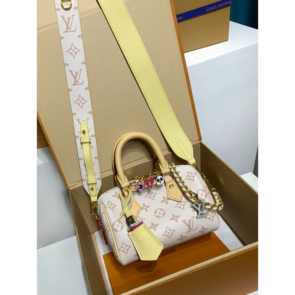 モノグラム・マルチカラー 全鋼 M24606G LV 新モデル Speedy 18Cm｜七夕カスタマイズ × 白地モノグラムセット、カスタマイズで専属のバッグを手に入れよう speedy 18Cm