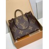 モノグラムバッグ 全鋼 46823G OnTheGo Voyage トートバッグ｜Giant Monogram×Monogram Reverse デュアルキャンバス、変形機能と LV Horizon 連携で移動に最適 43×33×18.5cm