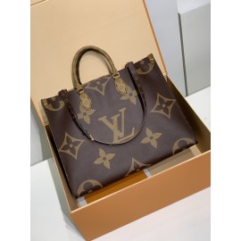 モノグラムバッグ 全鋼 46823G OnTheGo Voyage トートバッグ｜Giant Monogram×Monogram Reverse デュアルキャンバス、変形機能と LV Horizon 連携で移動に最適 43×33×18.5cm