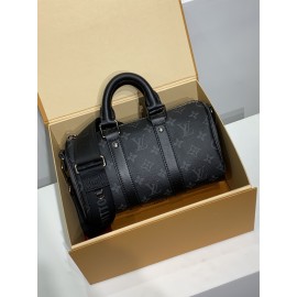 モノグラムバッグ 全鋼 M46271G Keepall 25 ハンドバッグ｜Monogram Eclipse Reverse キャンバス × クラシック柄再解釈、安全なファスナー式構造で貴重品を守る​ 25×15×11cm