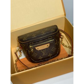 モノグラムバッグ 全鋼 M82335G Mini Bumbag ハンドバッグ｜Monogram キャンバス × ジップ収納、着脱ストラップとチェーンでスタイリング自在な逸品​ 17×12×9.5cm