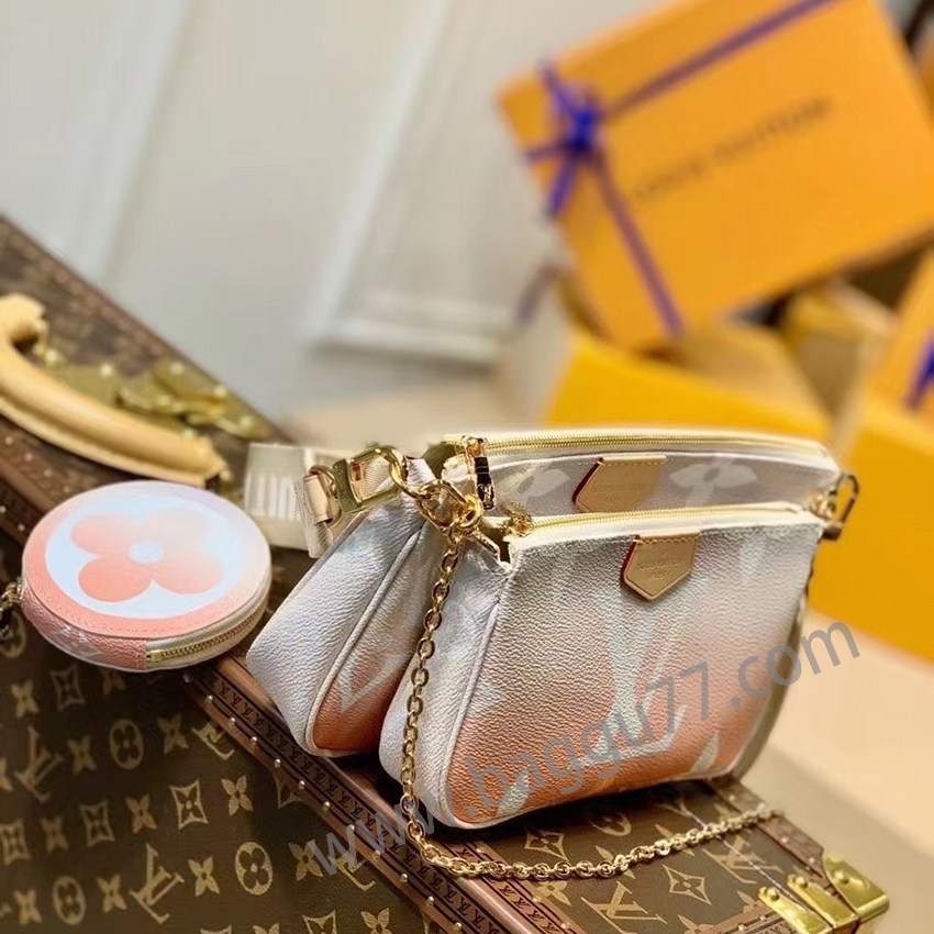 ヴィトンM57634オレンジカラー！Multi Pochette AccessoriesハンドバッグはMonogramキャンバスで3点統合されたダイナミックなデザインを構築し、複数のポケットとセパレータを装備しています。ゴールドチェーンとルイ・ヴィトンの銘紋ジャカードショルダーベルトを調節することができ、斜め掛けなど多くのバックバンド方式を提供する