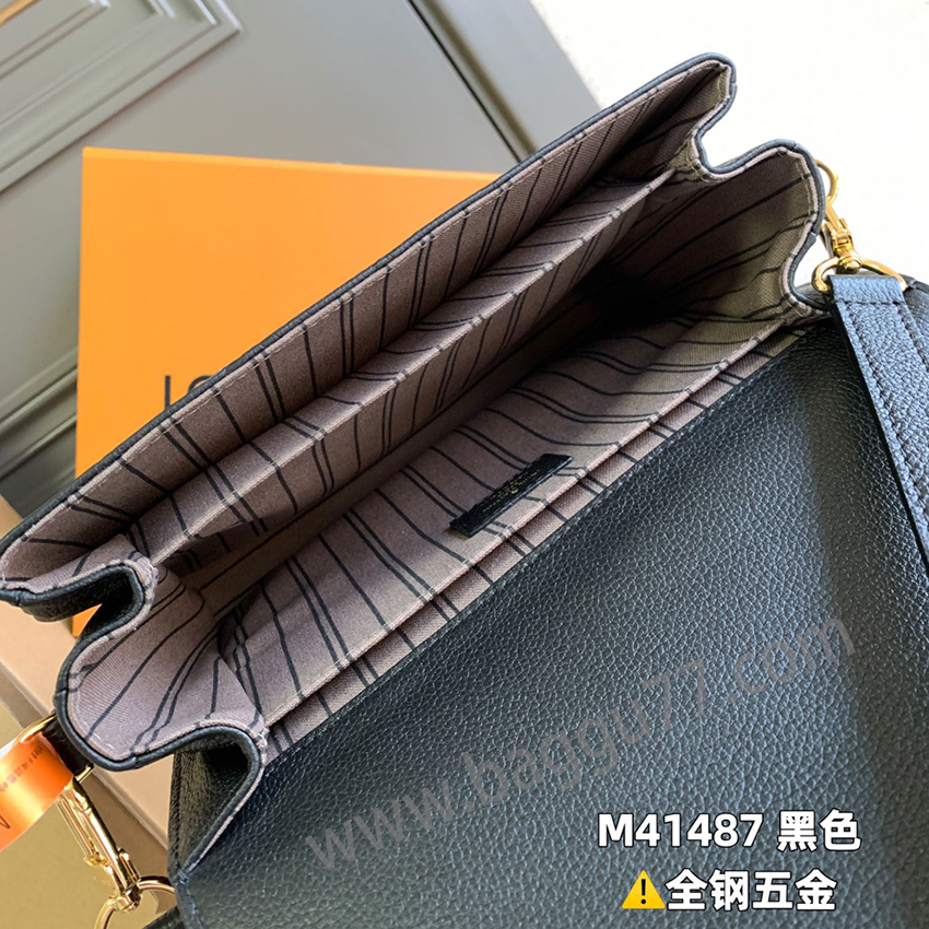 M41487黒色エンボス皮料はイタリアA級皮料であり、品質、金物、生地、手作り、油辺、A級品、画像と製品が一致している